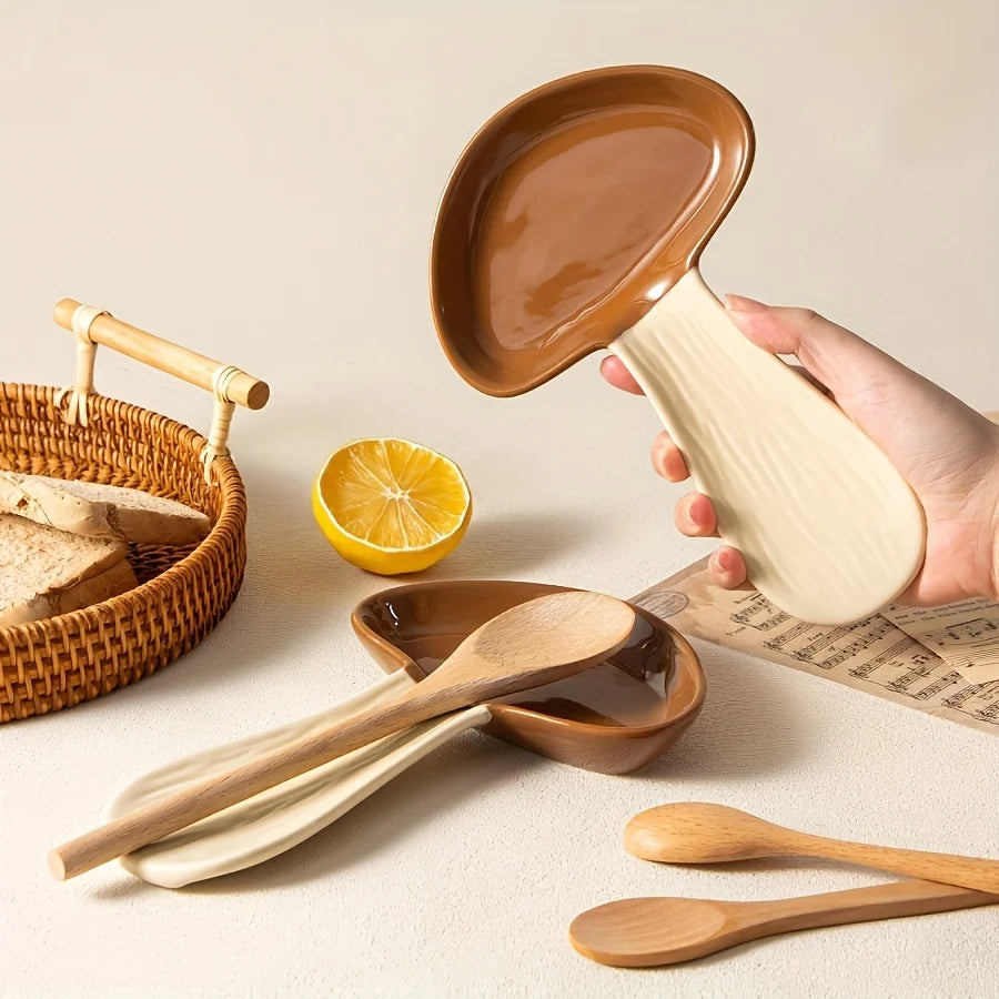Mushroom Cap Ceramic Spoon Rest