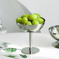 Stainless steel dessert pedestal bowl polished mirror finish modern serveware