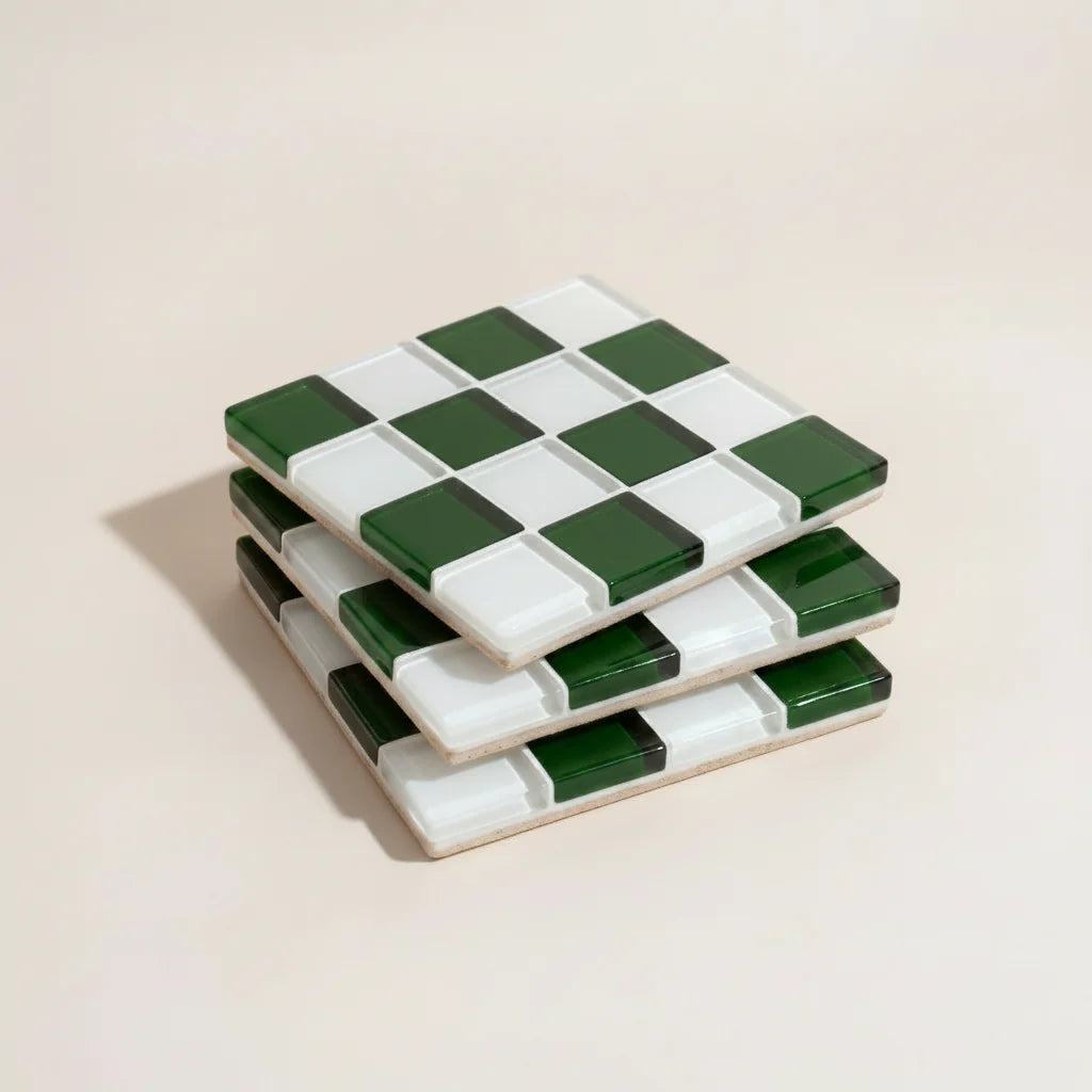 Pixel Checkered Tile Coasters-Letifly Lights and Decor