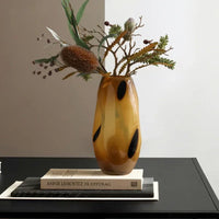 Amberfield Polka Vase Amber glass vase with black polka dots modern decorative elliptical vase