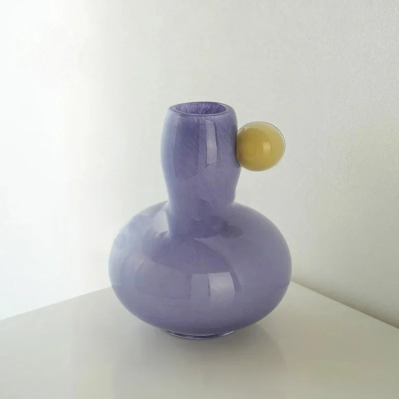 Glass vase with orb detail stained glass pastel colorful modern decor