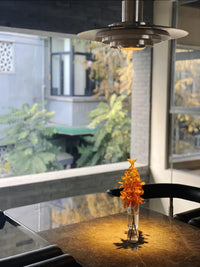 danish modern brushed aluminum ufo disc pendant light with led for dining room or kitchen island