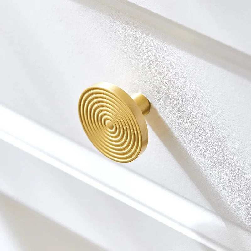 Brass Swirl Design Furniture Knobs Gold Single Hole Pulls Modern Wardrobe Kitchen Cabinet Bar Dresser Drawer Handles-Letifly Lights and Decor