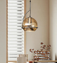 amber globe glass pendant light with iron frame modern ceiling lamp for dining room kitchen office