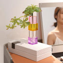 Glass block vase modern crystal geometric flower holder home décor