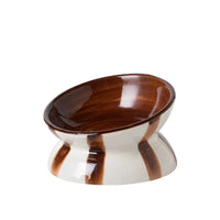 1pc minimalist style contrasting color striped high footed pet bowl ceramic cat bowl dog bowl anti knock-Letifly Lights and Decor