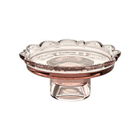 Vintage clear glass dessert plate, Heirloom Pedestal Tray jewelry display storage tray, scalloped lace candle holder for elegant home decoration.