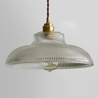 Linden Glow Ribbed Pendant Light Ribbed glass pendant light with brass hardware Nordic hanging lamp