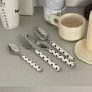 Korean Ins Vintage Polka Dot 304 Stainless Steel Tableware, Dessert Knife Fork Spoon Set for Steak, Pasta, Cake & Coffee-Letifly Lights and Decor