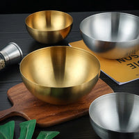 stainless steel gold silver serving bowl brushed metallic modern kitchen tableware