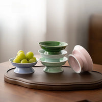 Refreshment Plate, Ceramic Fruit Plate, Small Living Room Household Snack Plate, High-Footed Fruit Tray, Nut Plate.-Letifly Lights and Decor