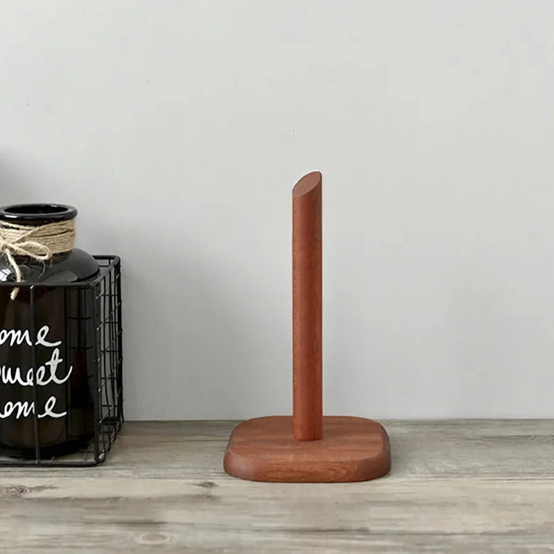Creative Walnut Tissue Storage Rack Kitchen Vertical Roll Paper Holder Plastic Wrap Shelf Household Storage Ornament Decoration-Letifly Lights and Decor