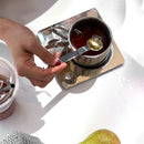 Stainless steel espresso cup and square saucer modern coffee tea set 3pc set with teaspoon