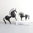 Black Metal Horse Sculpture Abstract Modern Animal Statue Bookshelf Decor Living Room Accent