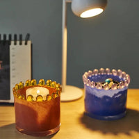 Colorful frosted glass vase ring design mini cylindrical bud vase for stems candles diffuser