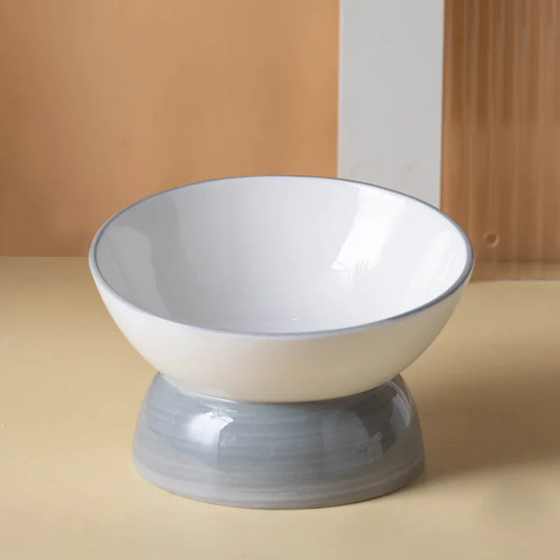 Elevated Ceramic Cat Bowl, Raised Slow Feeder for Cats & Small Dogs, Anti-Choking Neck Guard, Multiple Colors, Non-Slip Bowl-Letifly Lights and Decor