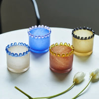 Colorful frosted glass vase ring design mini cylindrical bud vase for stems candles diffuser