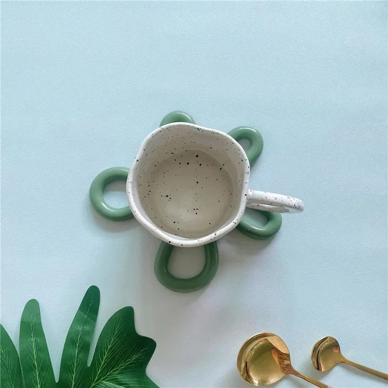 wave silicone heat resistant coaster non-slip pot holder modern kitchen mat