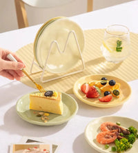 Luna Creme Pastel ceramic snack plates wavy edge hand-glazed modern dish set