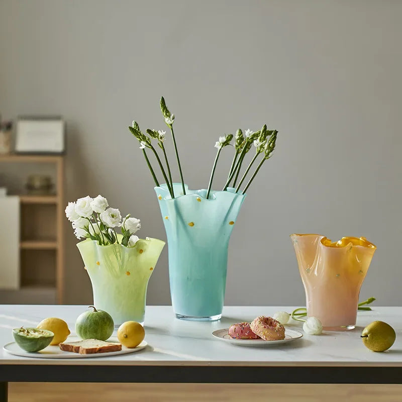 Taffy Wave Glass Flower Vase
