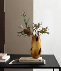 Amberfield Polka Vase Amber glass vase with black polka dots modern decorative elliptical vase