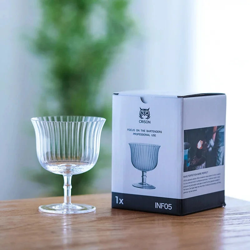 fluted crystal cocktail coupe glass elegant striped barware