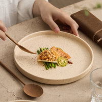 Speckled ceramic dinner plate warm sand color minimalist rustic modern tableware plate