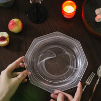Octagonal glass serving plate clear frosted geometric modern fruit dessert platter minimalist tableware