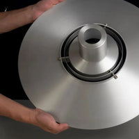 danish modern brushed aluminum ufo disc pendant light with led for dining room or kitchen island