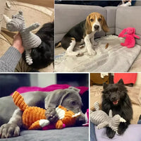 Plush corduroy squeaky dog toy animal shape durable chew toy for puppies and dogs