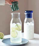 Glass carafe with cup lid modern water bottle minimalist infusion pitcher clear glass beverage container bedside carafe