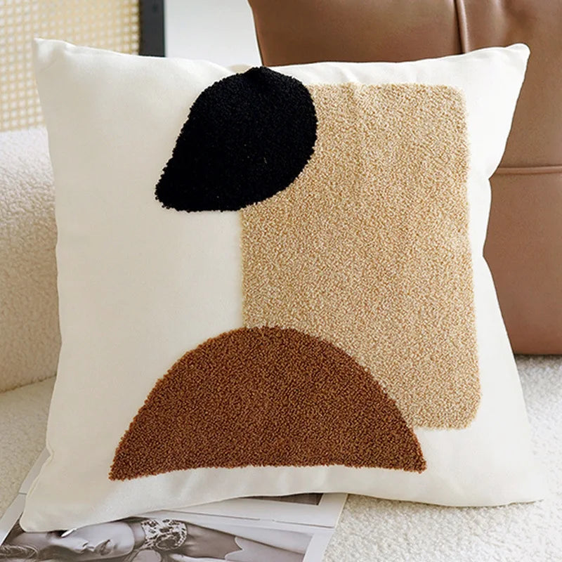 textured neutral throw pillow cover tufted cotton decorative cushion