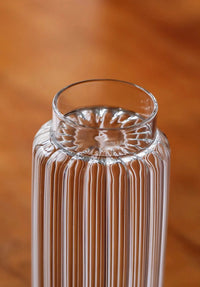 ribbed tall glass borosilicate clear drinkware for cocktails juice water