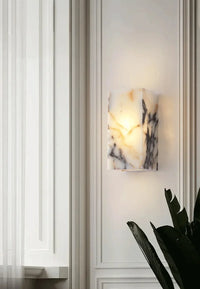 Onyx Glow Wall Sconce luxury cuboid LED natural marble bedside hallway accent lighting