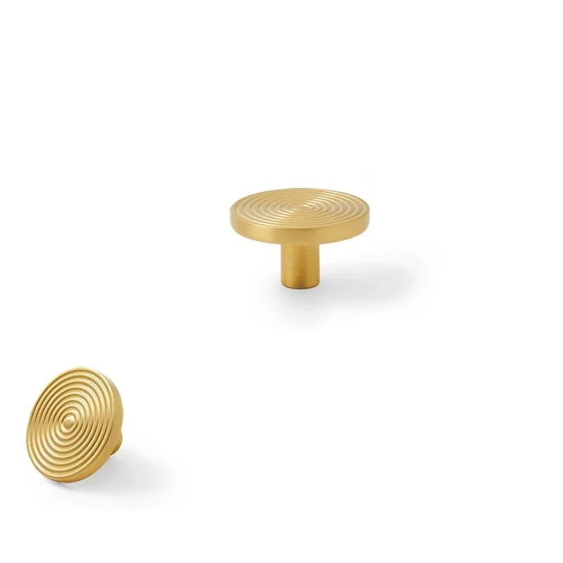 Brass Swirl Design Furniture Knobs Gold Single Hole Pulls Modern Wardrobe Kitchen Cabinet Bar Dresser Drawer Handles-Letifly Lights and Decor