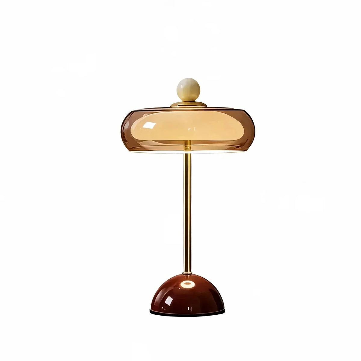 Mid-Century Modern Glass Table Lamp Vintage LED Bedside Desk Lamp Golden Metal Pole Bedroom Nightstand Decor Light-Letifly Lights and Decor