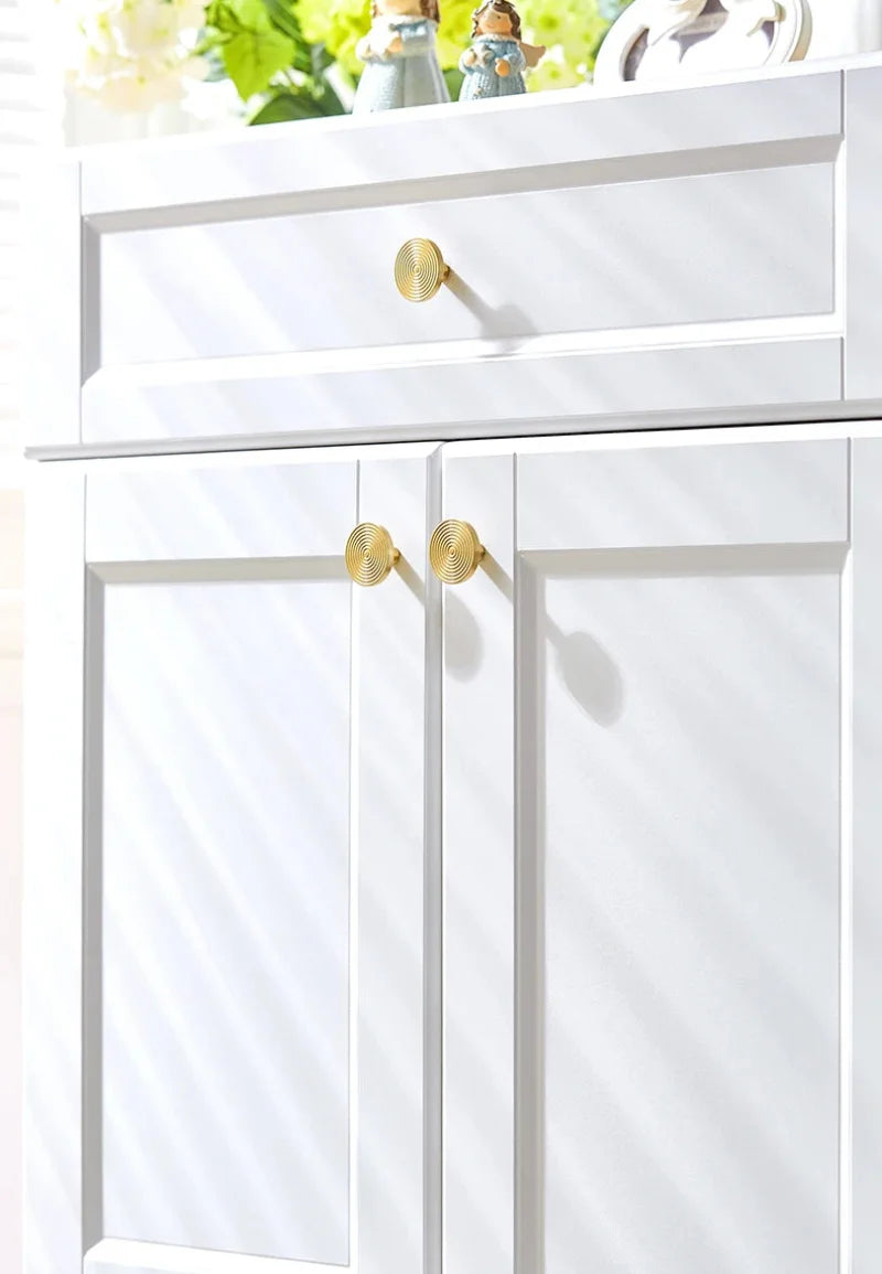 Brass Swirl Design Furniture Knobs Gold Single Hole Pulls Modern Wardrobe Kitchen Cabinet Bar Dresser Drawer Handles-Letifly Lights and Decor