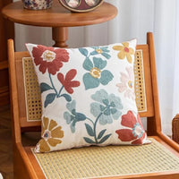 Embroidered Cotton Pillow Cover Nordic Floral Cushion Decorative Sofa Pillow