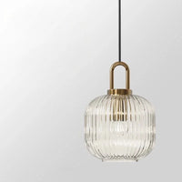 Clara Ridge Glass Pendant Lamps clear ribbed glass pendant lamp gold accent modern lighting for living room dining room bedroom