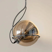 amber globe glass pendant light with iron frame modern ceiling lamp for dining room kitchen office