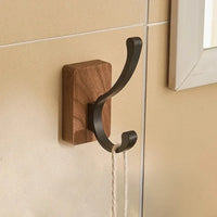 Wooden wall hook self-adhesive walnut key holder modern towel coat hanger