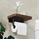Toilet Paper Holder with Natural Walnut Wooden Shelf Tissue Roll Hanger Wall Mounted Paper Towel Bar 304 Stainless Steel Paper-Letifly Lights and Decor