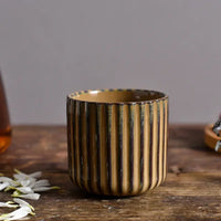 Ceramic ribbed retro tea cup hand-glazed Japanese style coffee wine mug