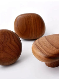 Cabinet handle solid walnut smooth pebble shape modern design