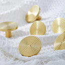 Brass Swirl Design Furniture Knobs Gold Single Hole Pulls Modern Wardrobe Kitchen Cabinet Bar Dresser Drawer Handles-Letifly Lights and Decor