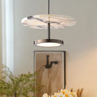 Stratum Marble Pendant Lamp Luxury Black Round Natural Stone Pendant Lamp High-end Bedroom Bedside LED Chandelier Living room Decoration Home Hanging Lights