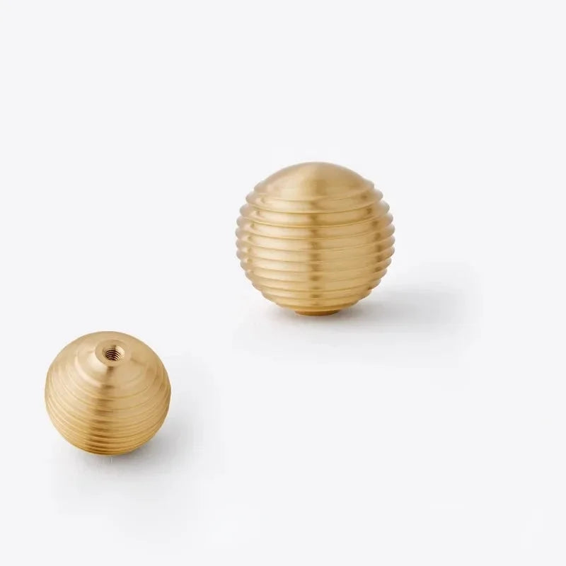 Brass Drawer Knob Gold Thread Shape Furniture Handle Kitchen Cabinet Handle Single Hole Ball Bedroom Wardrobe Handle-Letifly Lights and Decor