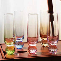 Champagne flute crystal glass colorful gradient faceted orb base modern celebration glass