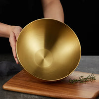 stainless steel gold silver serving bowl brushed metallic modern kitchen tableware
