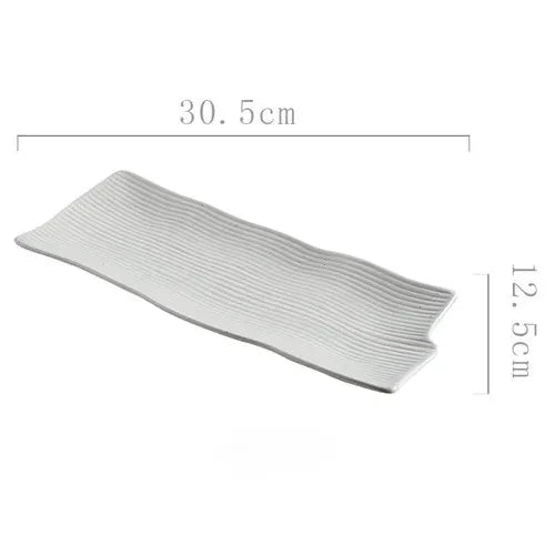 Japanese-style Sushi Plate Rectangular Ceramic Sashimi Flat Plate Creative Tableware Irregular Long Commercial Japanese Plate-Letifly Lights and Decor